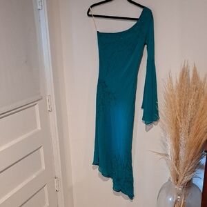 Grapete Elegant Teal One-Shoulder Dress Size 40 B111